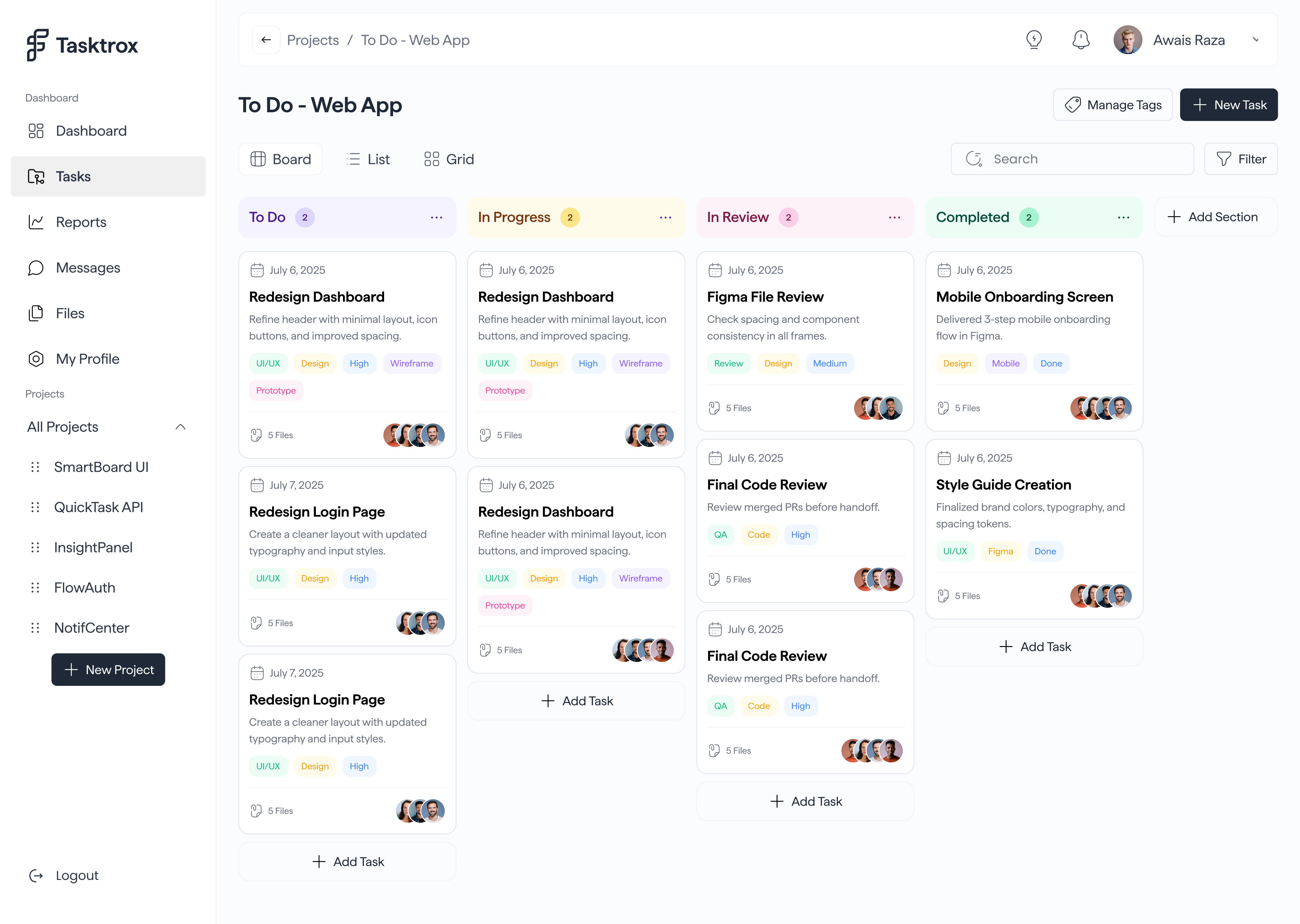Tasktrox studio dashboard